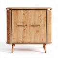 Buffet en bois clair avec portes à lattes 80 x 40 x 85cm