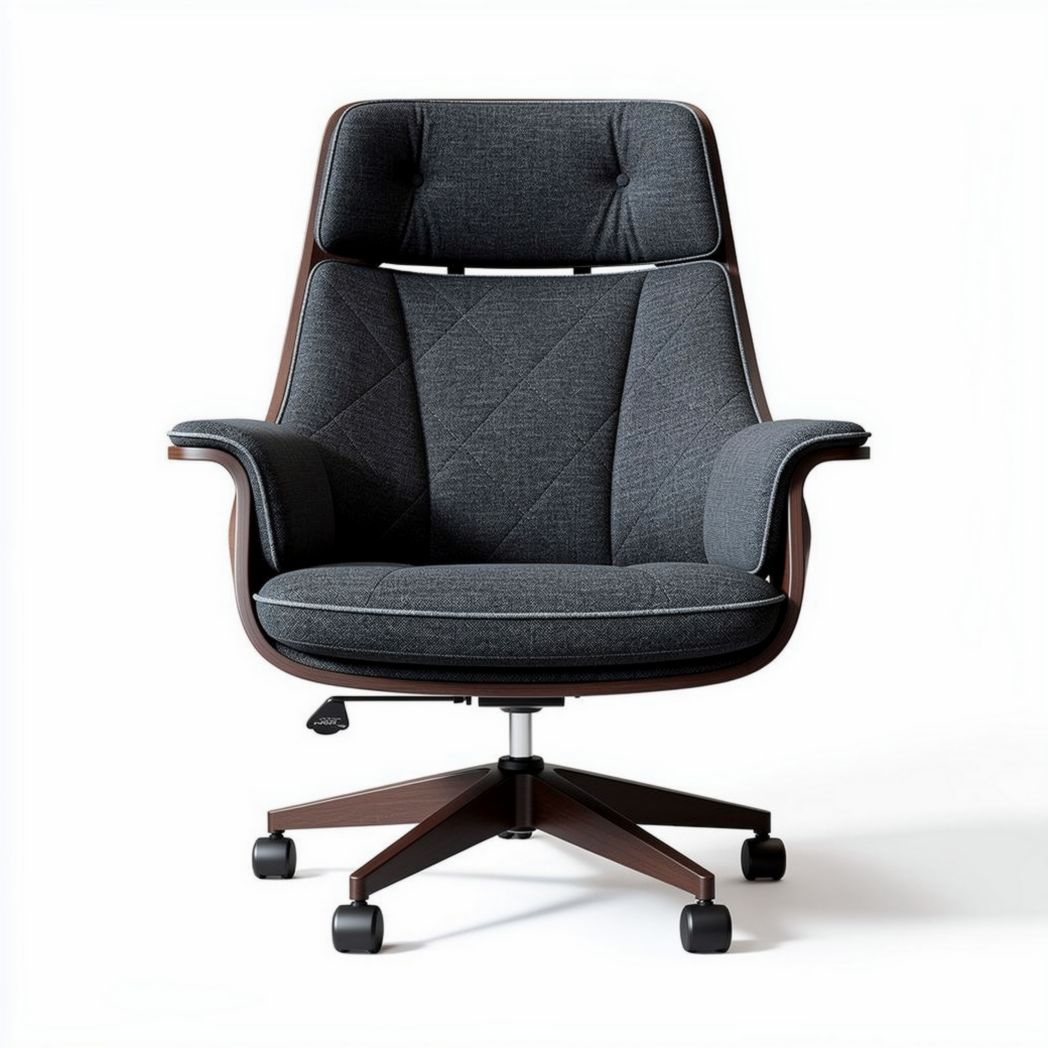 Fauteuil de bureau en tissu gris et bois avec réglage de hauteur 70 x 70 x 100cm