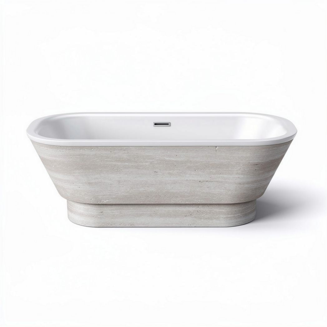 Baignoire rectangulaire en composite gris et blanc 170 x 75 x 60cm