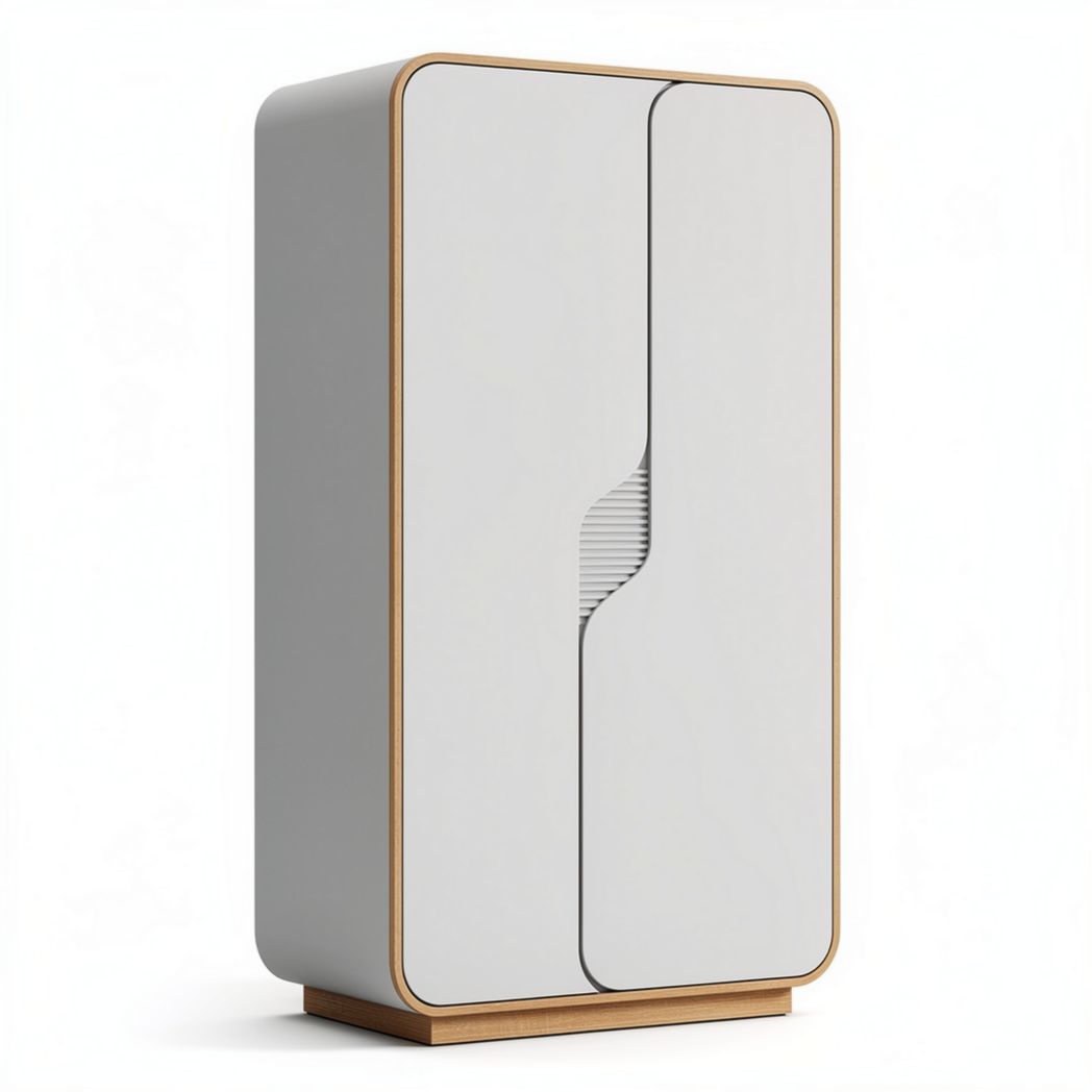 Armoire de rangement moderne blanche avec portes en bois 80 x 40 x 160cm
