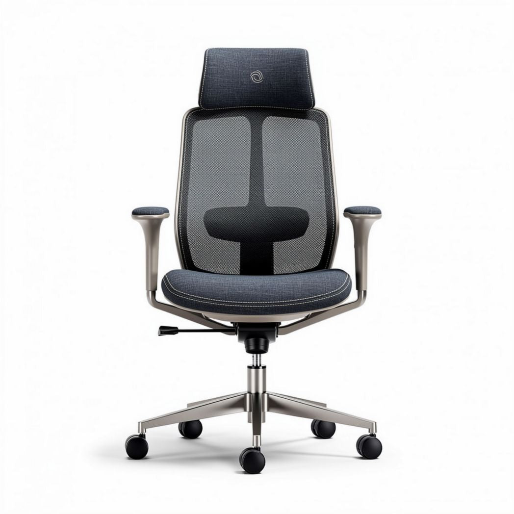 Chaise de bureau ergonomique en tissu noir avec accoudoirs réglables 45 x 60 x 100cm
