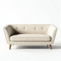 Canape 2 places en tissu beige avec pieds en bois 150 x 80 x 70cm